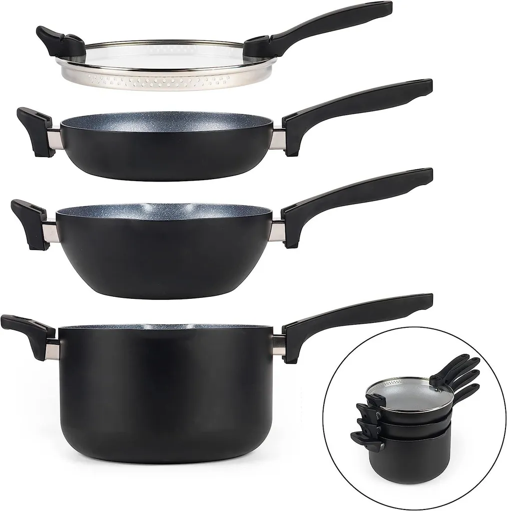 RUSSELL HOBBS Pfannenset 4-tlg Wok Kochtopf Bratpfanne Glasdeckel Induktion 24cm